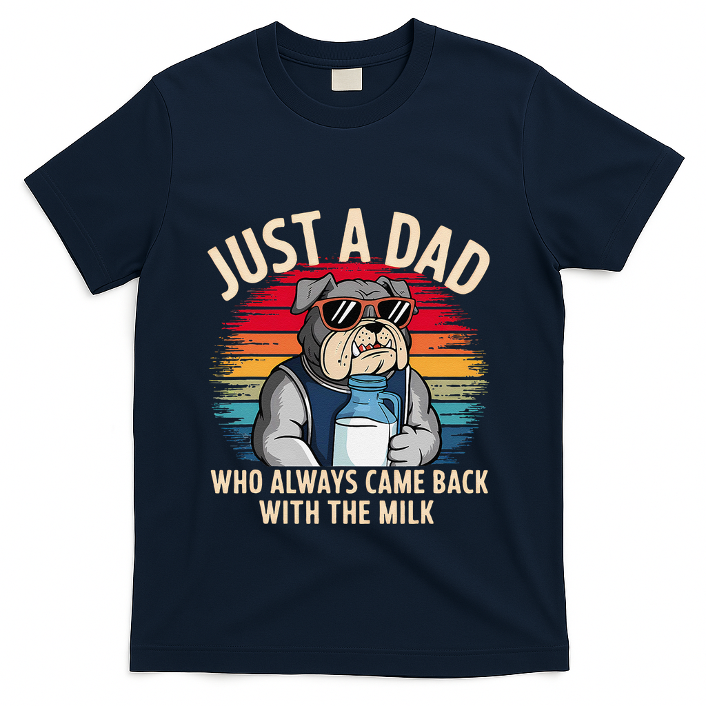 Just A Dad Who Always Came Back With The Milk Bulldog Father T-Shirt