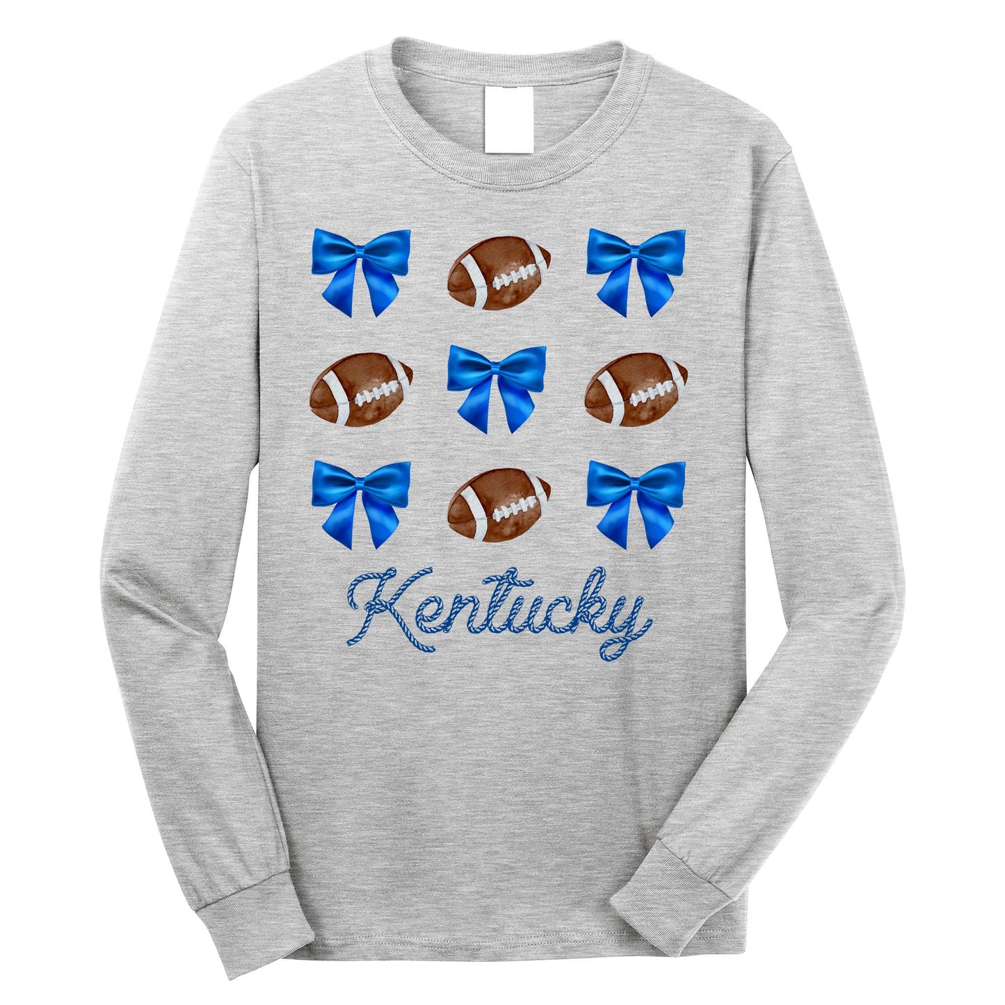 Coquette Bow Football Kentucky Lover Long Sleeve Shirt
