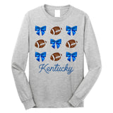 Coquette Bow Football Kentucky Lover Long Sleeve Shirt