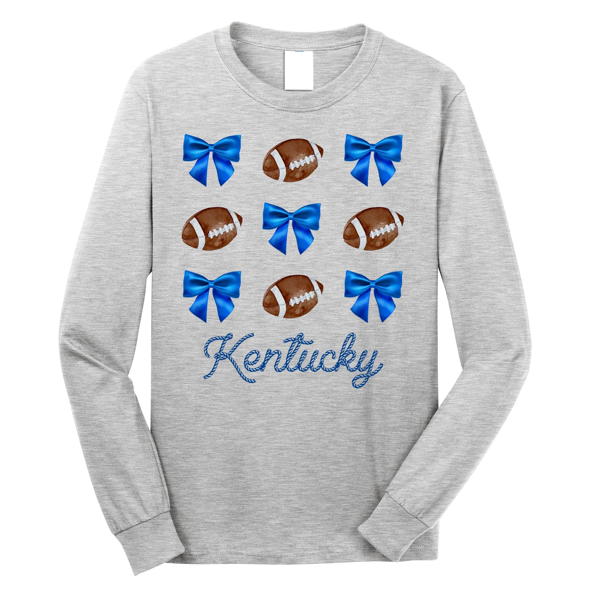 Coquette Bow Football Kentucky Lover Long Sleeve Shirt