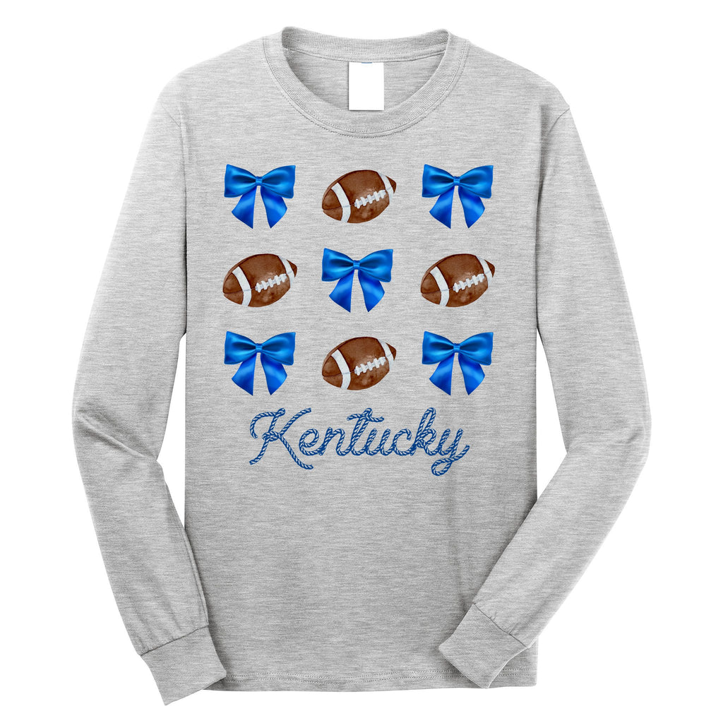 Coquette Bow Football Kentucky Lover Long Sleeve Shirt