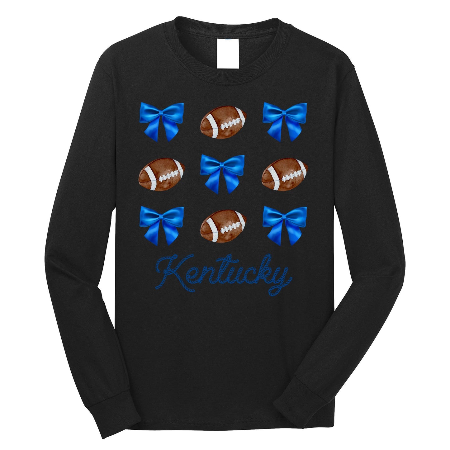 Coquette Bow Football Kentucky Lover Long Sleeve Shirt