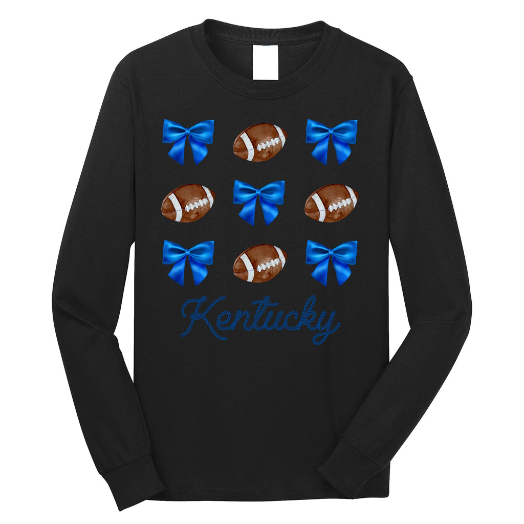 Coquette Bow Football Kentucky Lover Long Sleeve Shirt