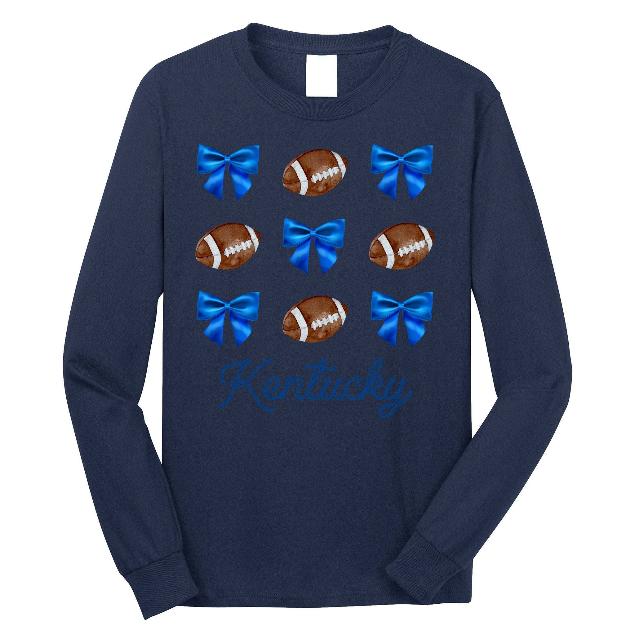 Coquette Bow Football Kentucky Lover Long Sleeve Shirt