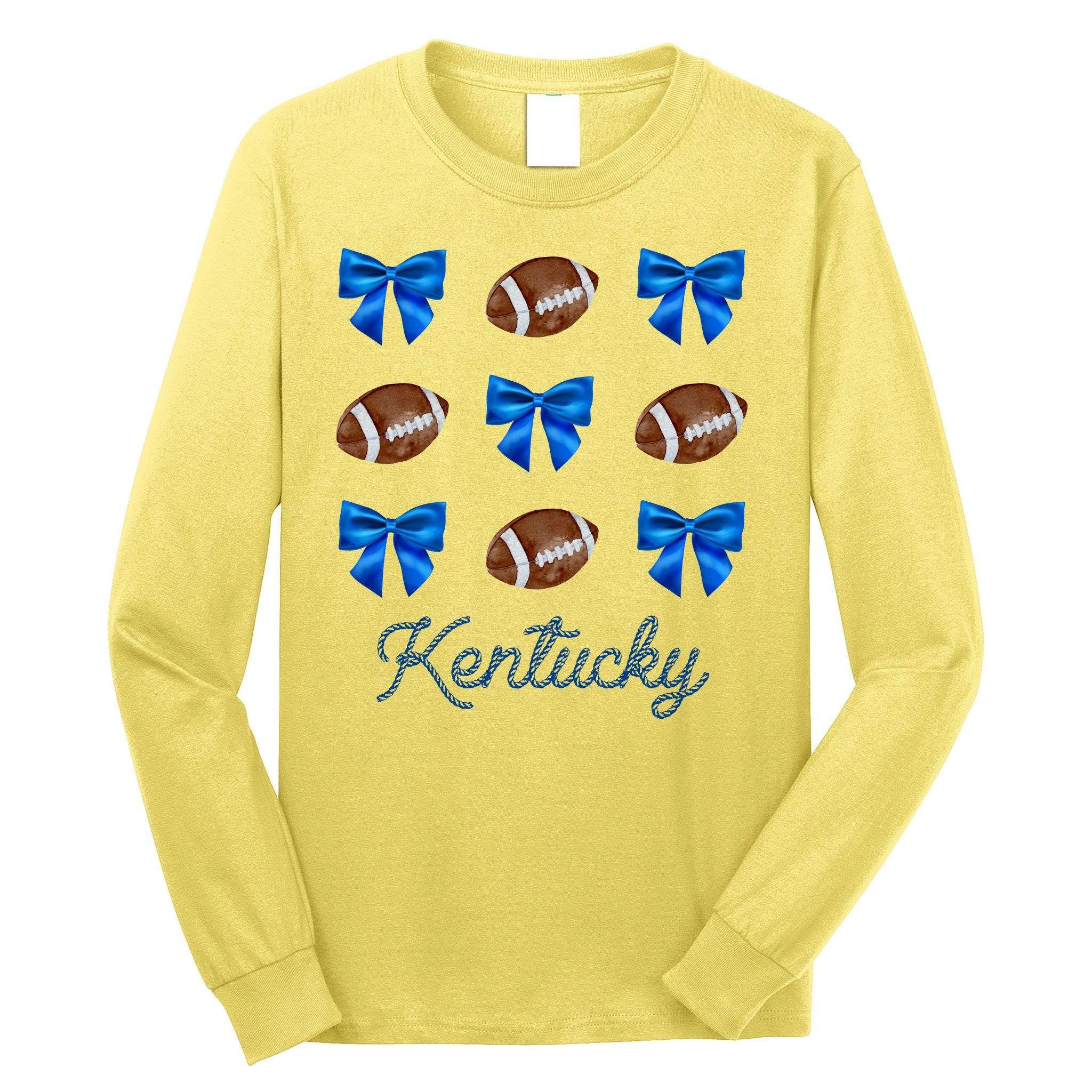 Coquette Bow Football Kentucky Lover Long Sleeve Shirt