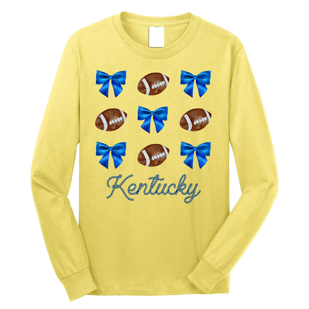 Coquette Bow Football Kentucky Lover Long Sleeve Shirt