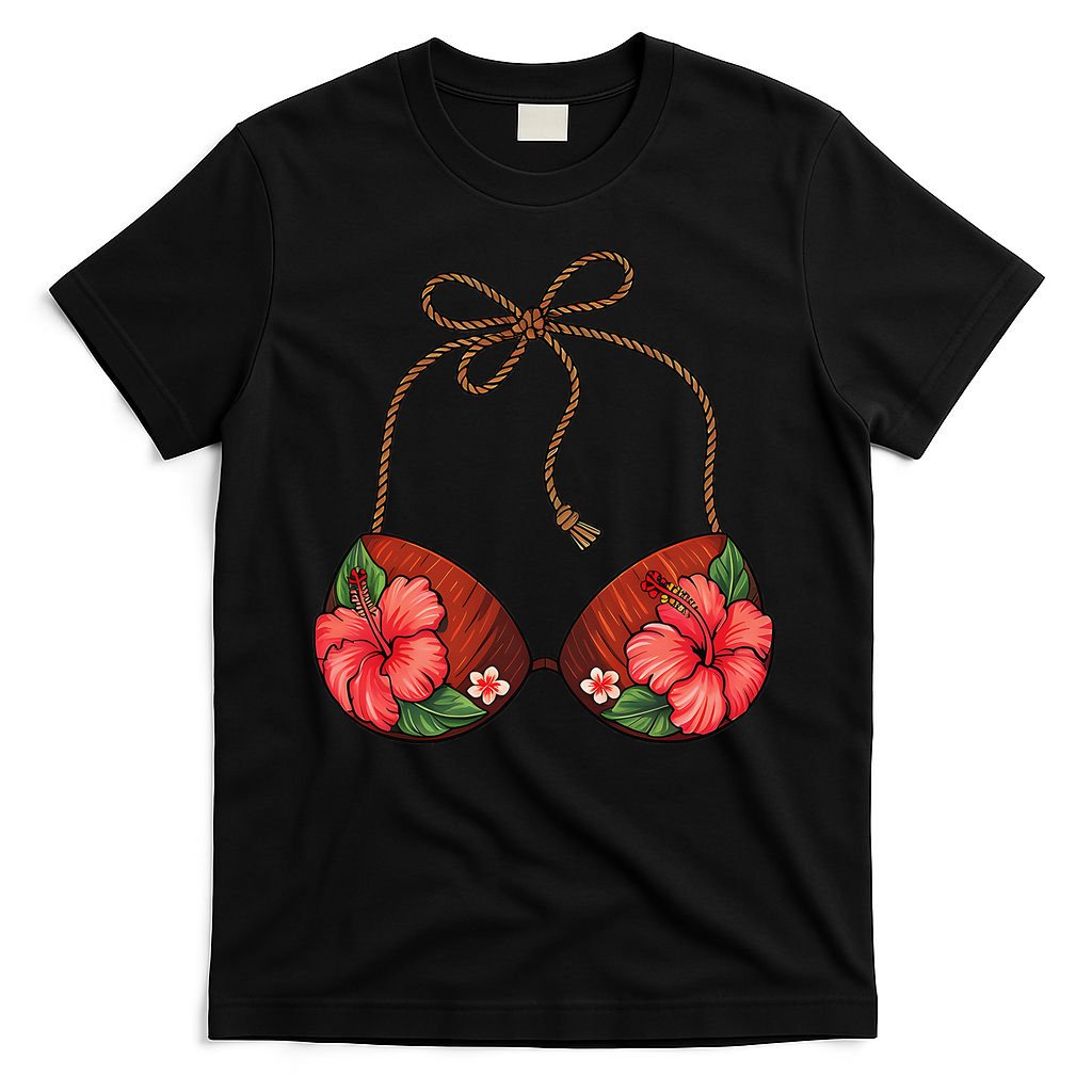 Coconut Bra Flower Boobs Funny Coconut Summer Aloha Beach T-Shirt