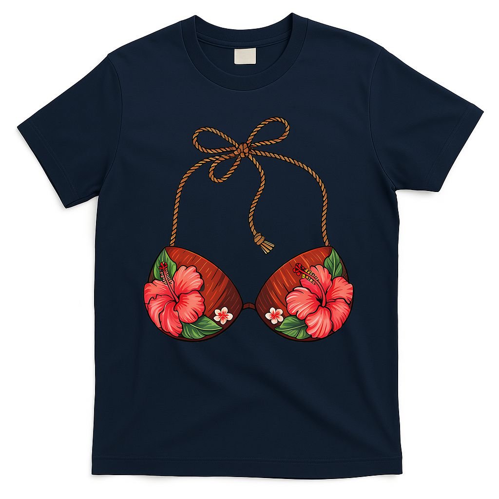 Coconut Bra Flower Boobs Funny Coconut Summer Aloha Beach T-Shirt