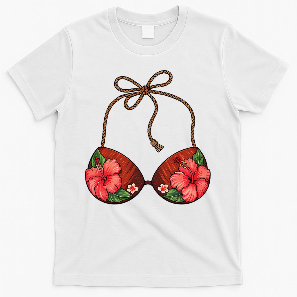 Coconut Bra Flower Boobs Funny Coconut Summer Aloha Beach T-Shirt