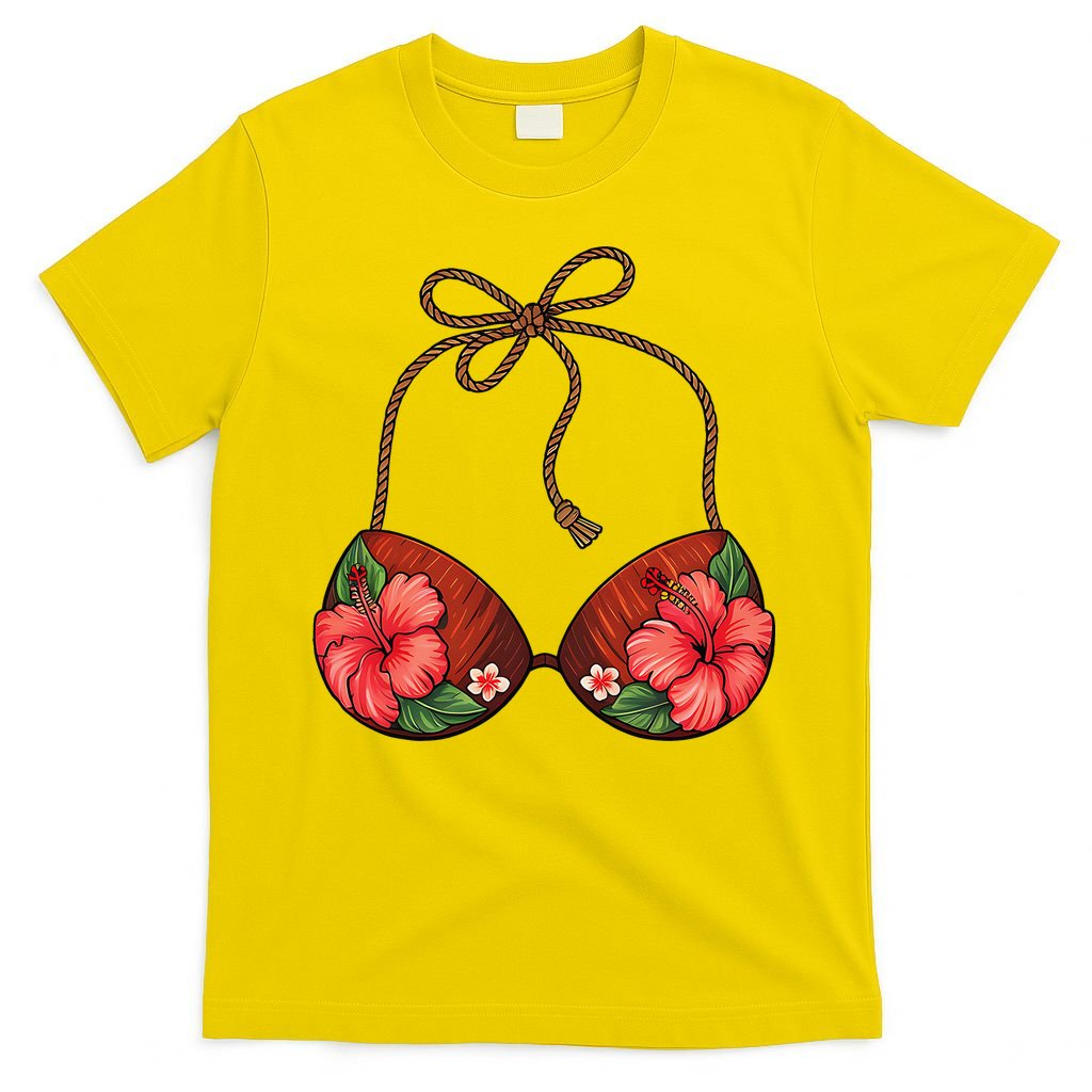Coconut Bra Flower Boobs Funny Coconut Summer Aloha Beach T-Shirt