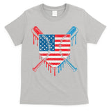 Cool Baseball Home Plate Drip Patriotic 4th Of July T-Shirt