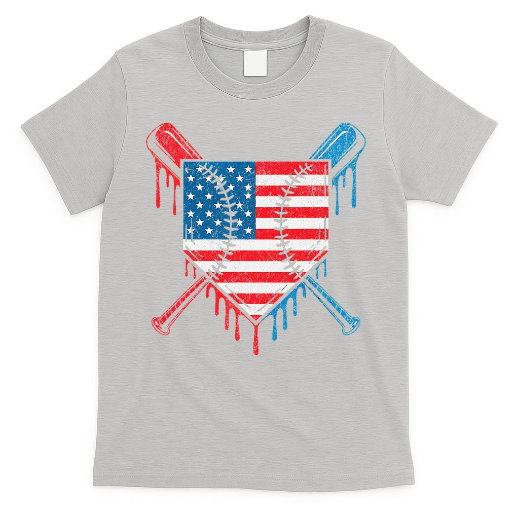 Cool Baseball Home Plate Drip Patriotic 4th Of July T-Shirt