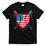 Cool Baseball Home Plate Drip Patriotic 4th Of July T-Shirt