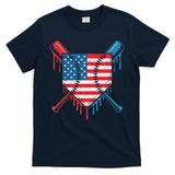 Cool Baseball Home Plate Drip Patriotic 4th Of July T-Shirt