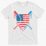 Cool Baseball Home Plate Drip Patriotic 4th Of July T-Shirt