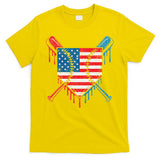 Cool Baseball Home Plate Drip Patriotic 4th Of July T-Shirt