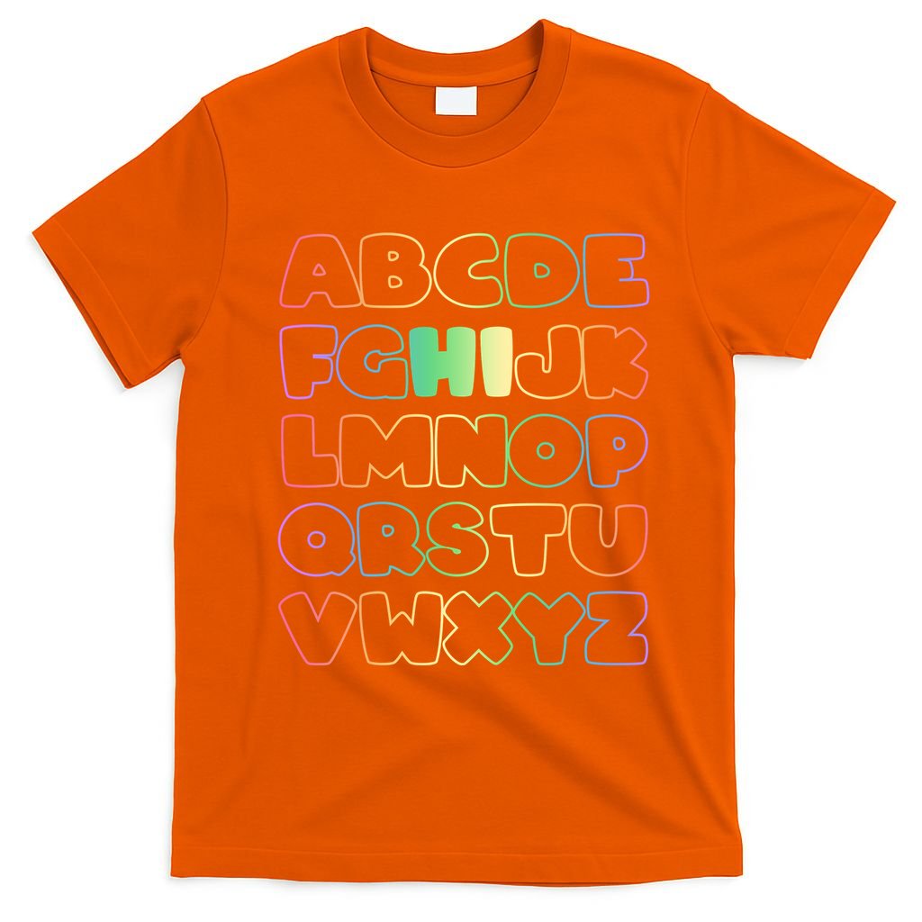 Cute Back To School Alphabet Hi New Kindergarteners Teachers T-Shirt
