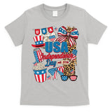 Coquette Bow USA 4th Of July American Flag Independence Day T-Shirt