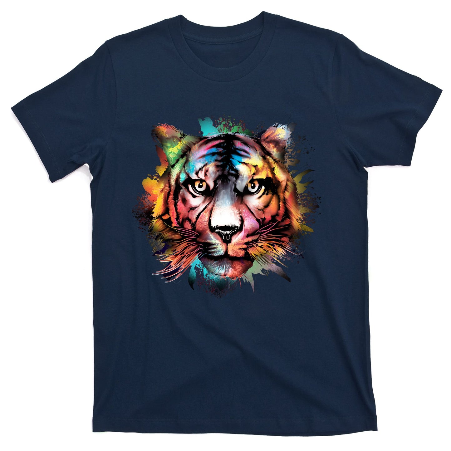 Cool Colorful Abstract Realistic Tiger Face T-Shirt