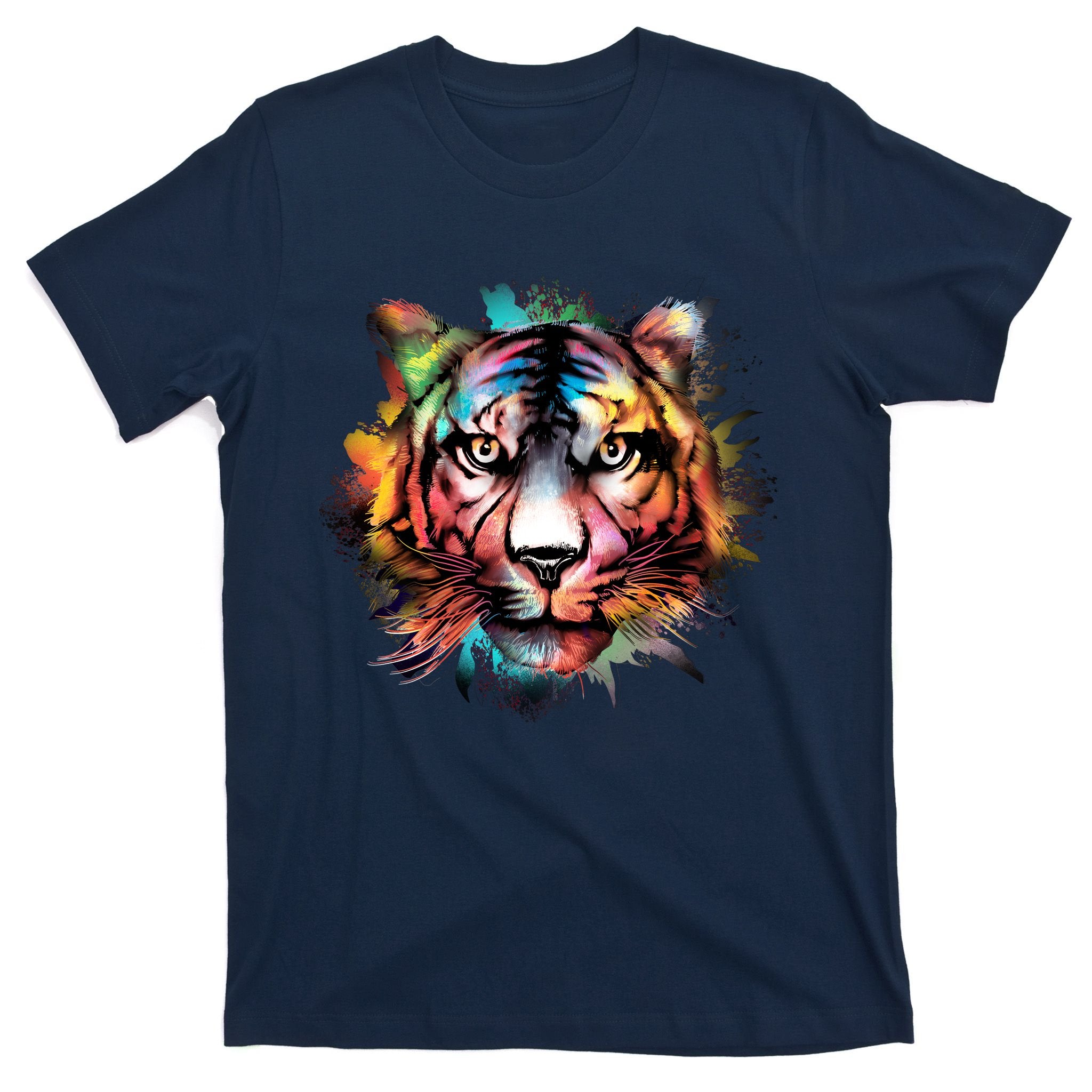 Cool Colorful Abstract Realistic Tiger Face T-Shirt