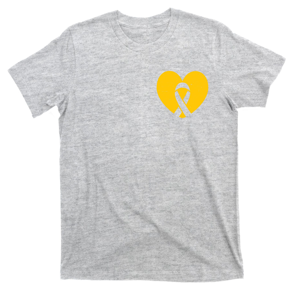 Childhood Cancer Awareness Heart Ribbon Pocket T-Shirt
