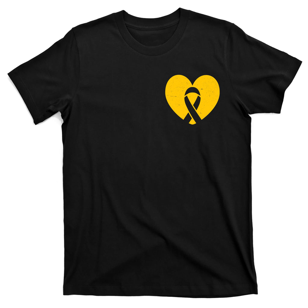 Childhood Cancer Awareness Heart Ribbon Pocket T-Shirt