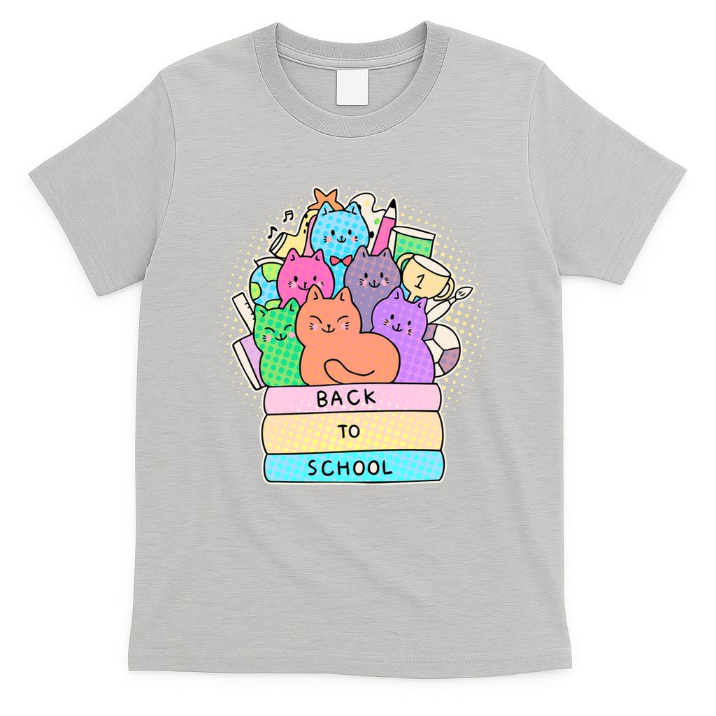 Cute Colorful Back to School Book Cats T-Shirt