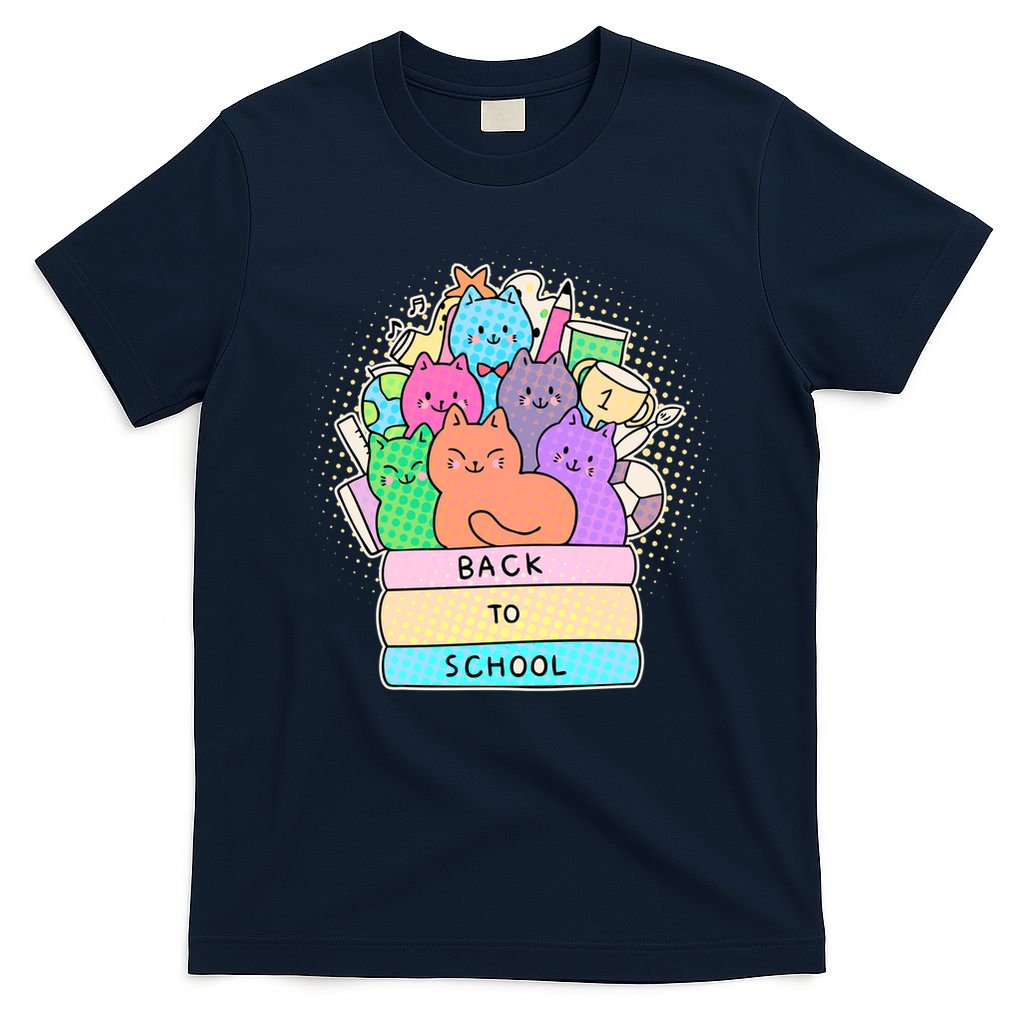 Cute Colorful Back to School Book Cats T-Shirt