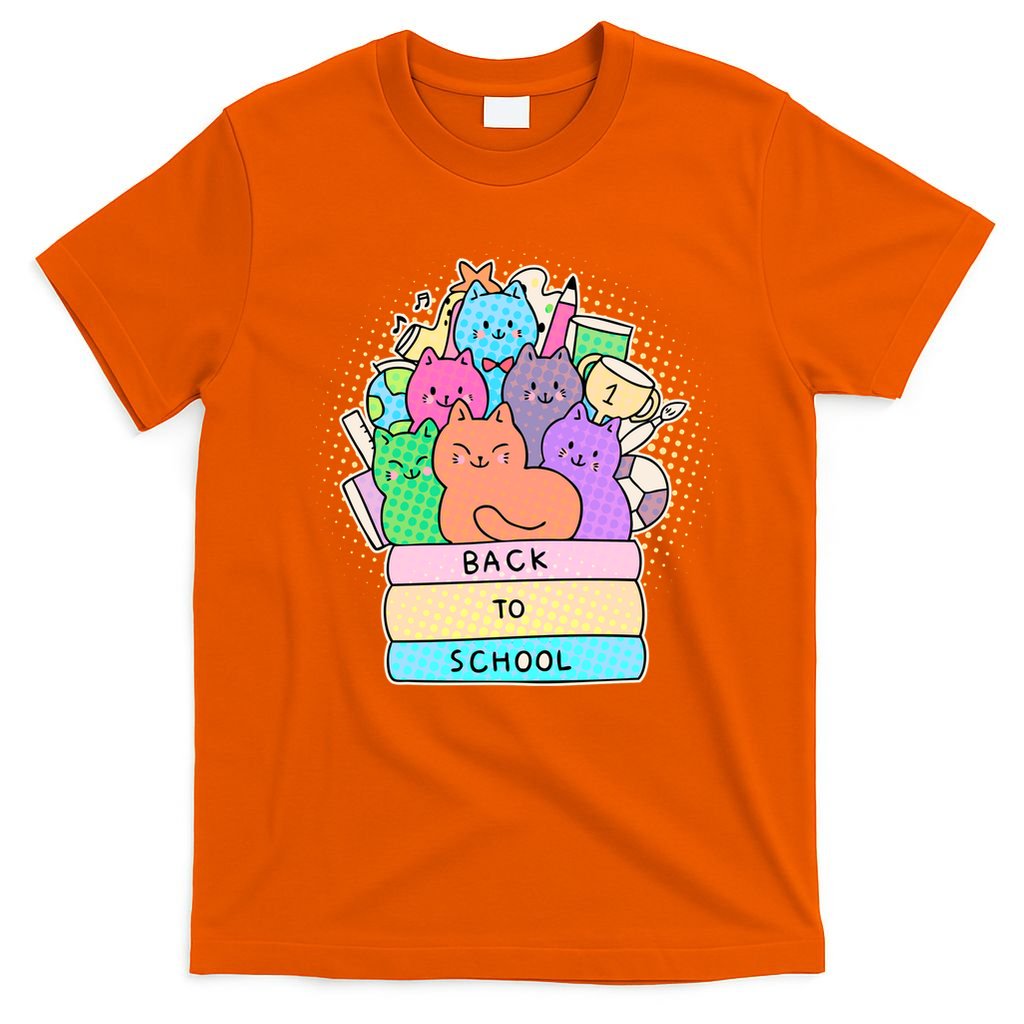 Cute Colorful Back to School Book Cats T-Shirt