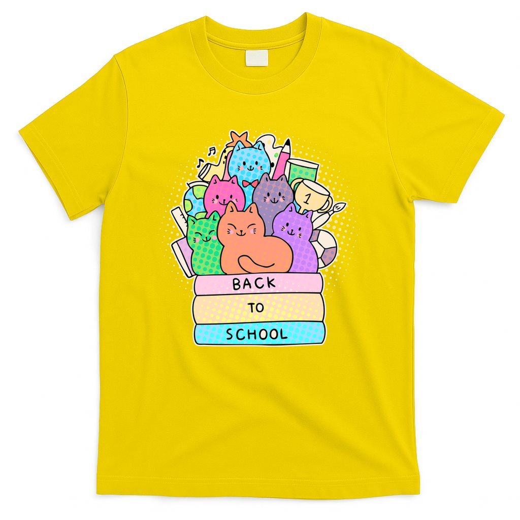 Cute Colorful Back to School Book Cats T-Shirt