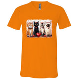 Cute Cat Coquette Bow Valentine Heart Kitty Cat Lover V-Neck T-Shirt