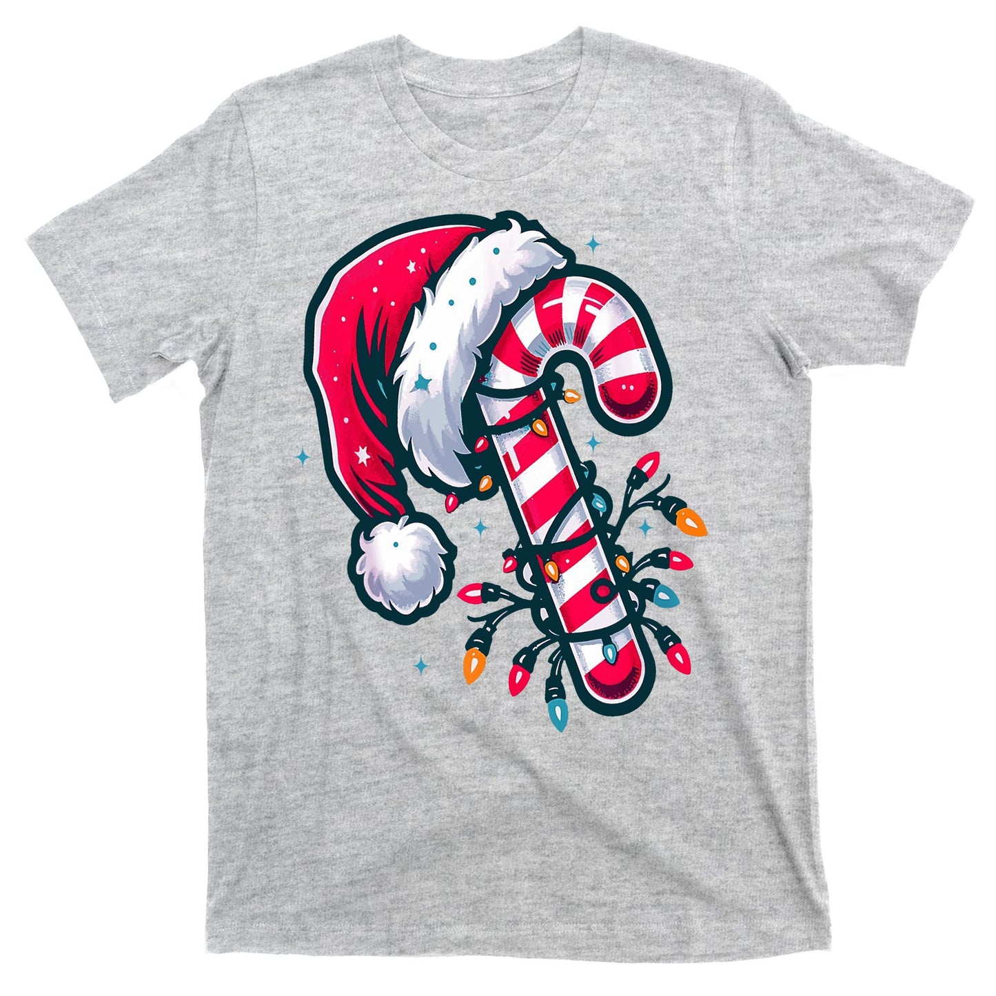 Candy Cane Christmas Lights Holiday T-Shirt