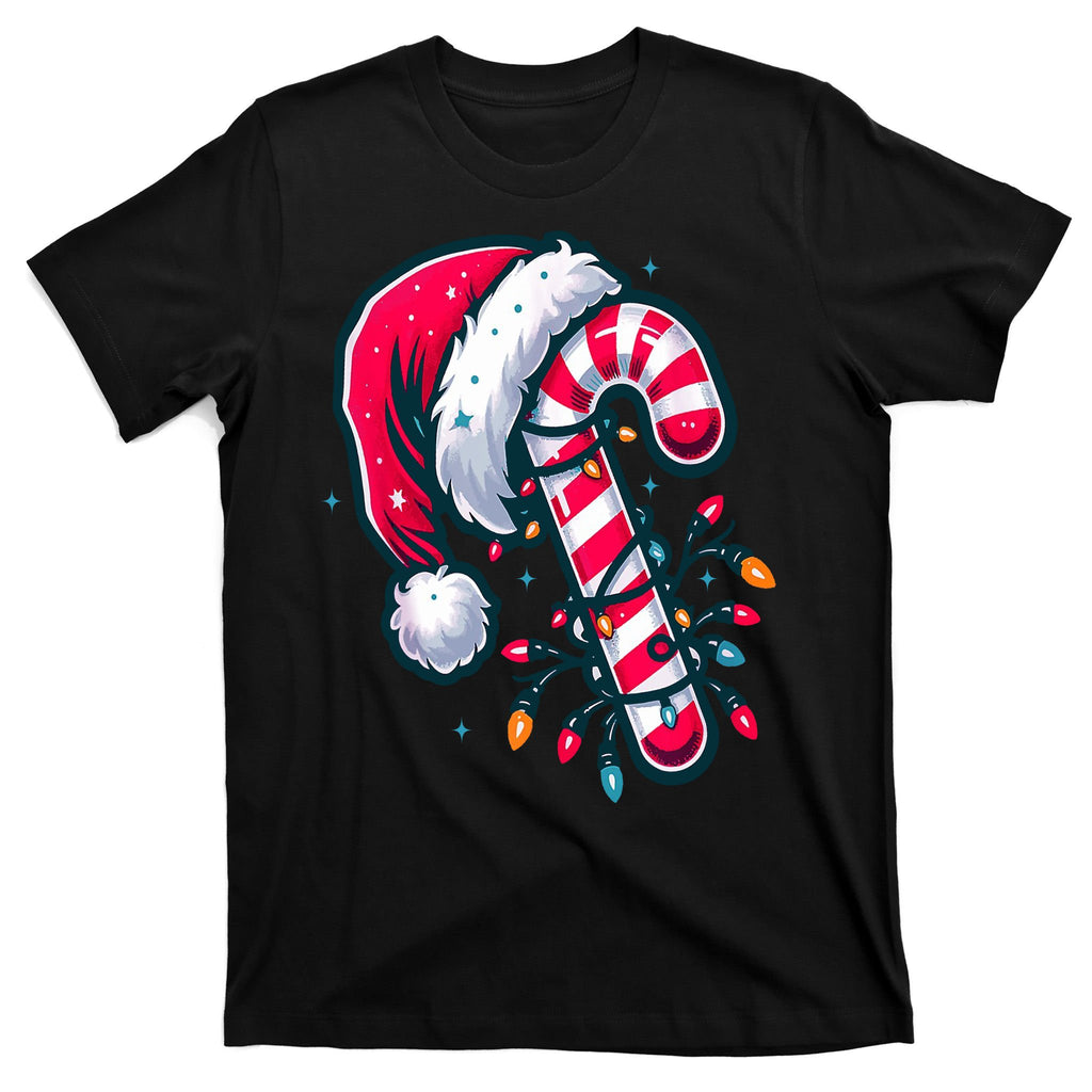 Candy Cane Christmas Lights Holiday T-Shirt