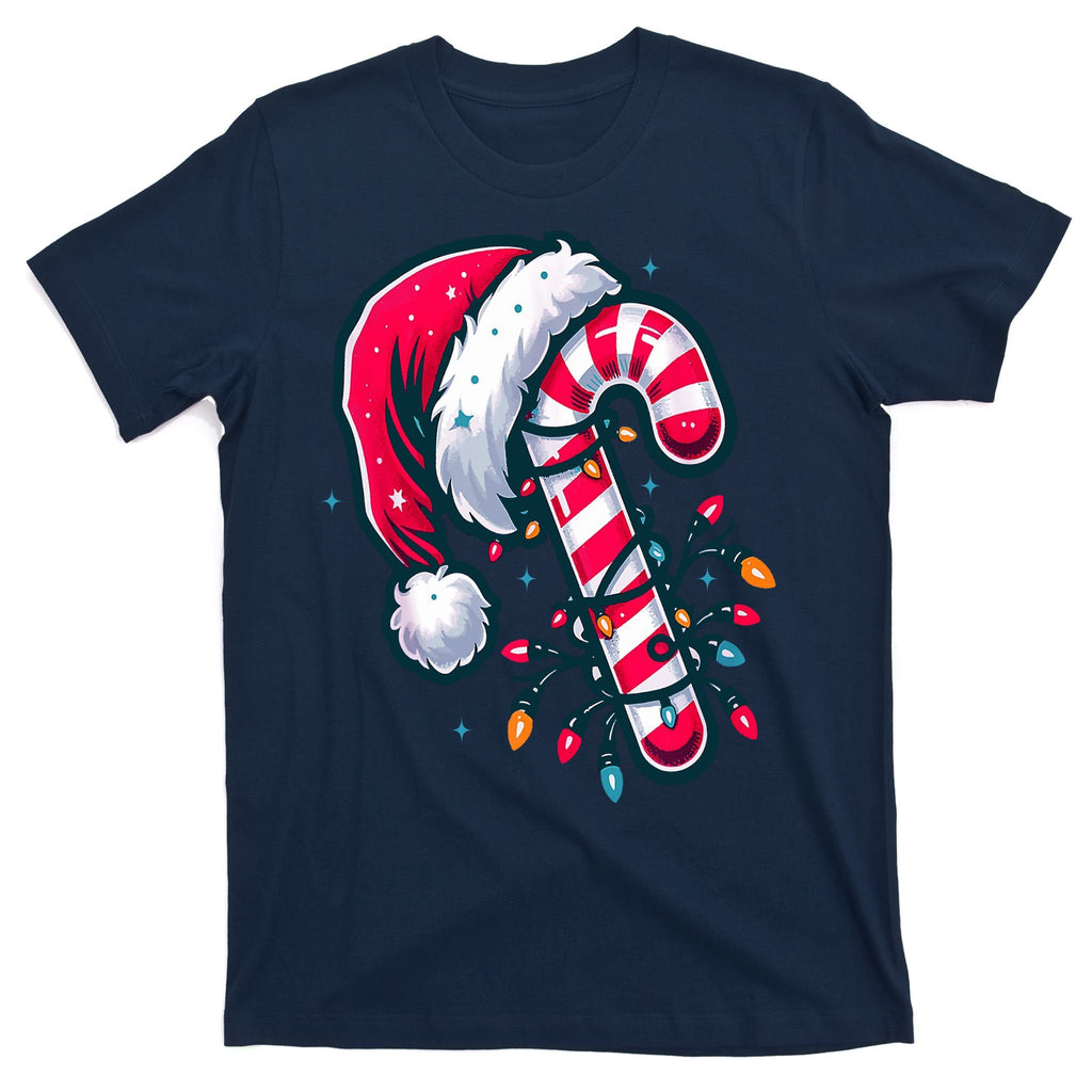 Candy Cane Christmas Lights Holiday T-Shirt