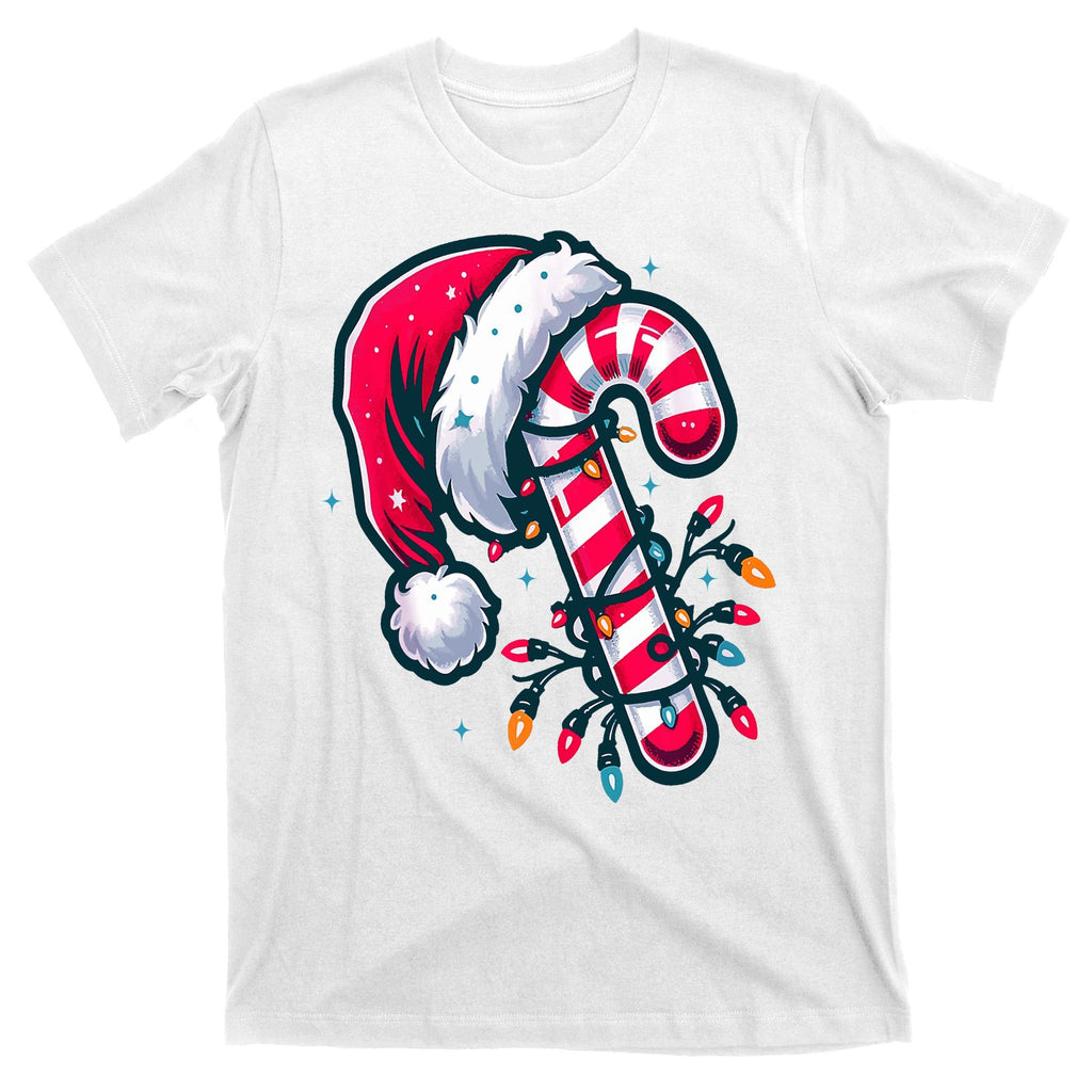 Candy Cane Christmas Lights Holiday T-Shirt