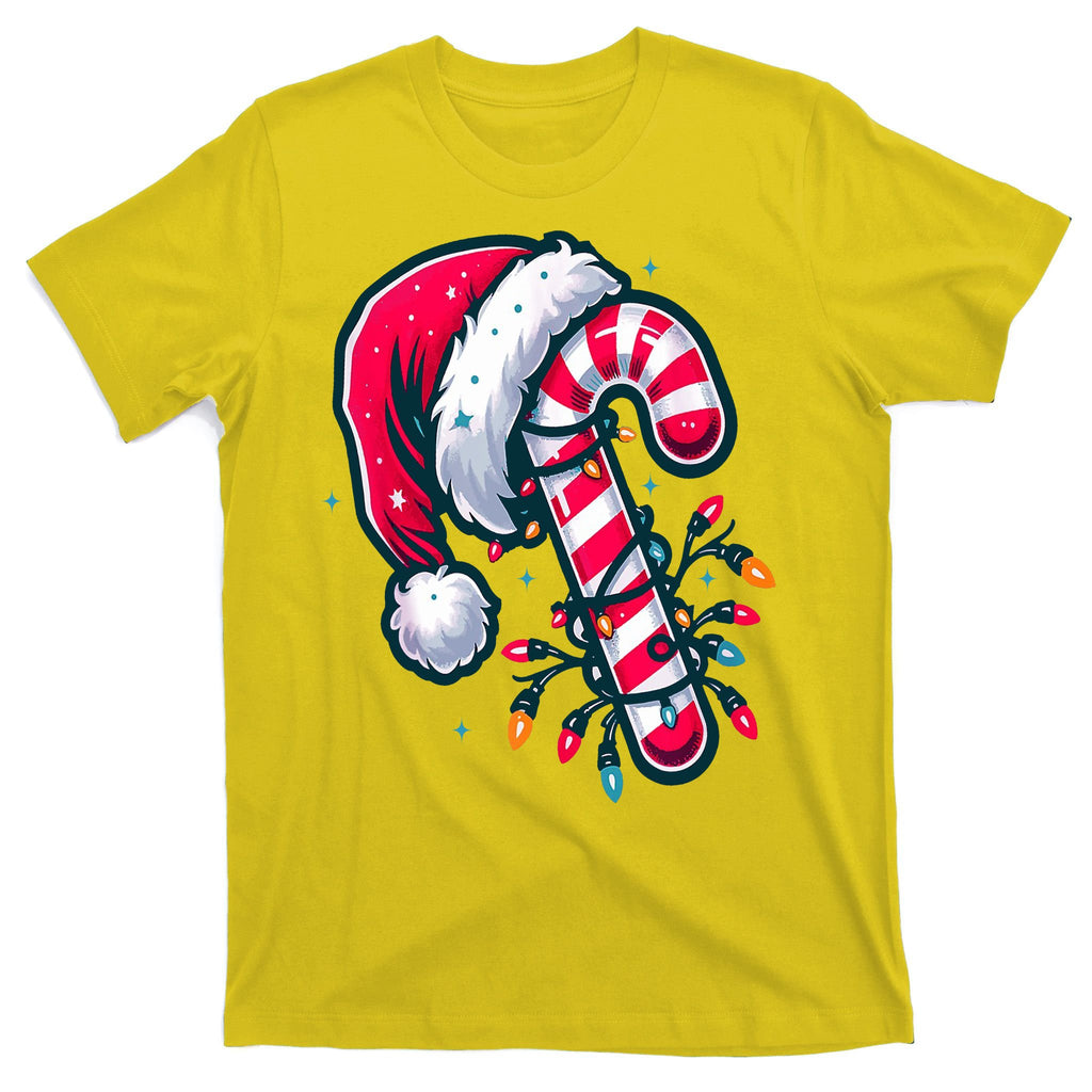 Candy Cane Christmas Lights Holiday T-Shirt