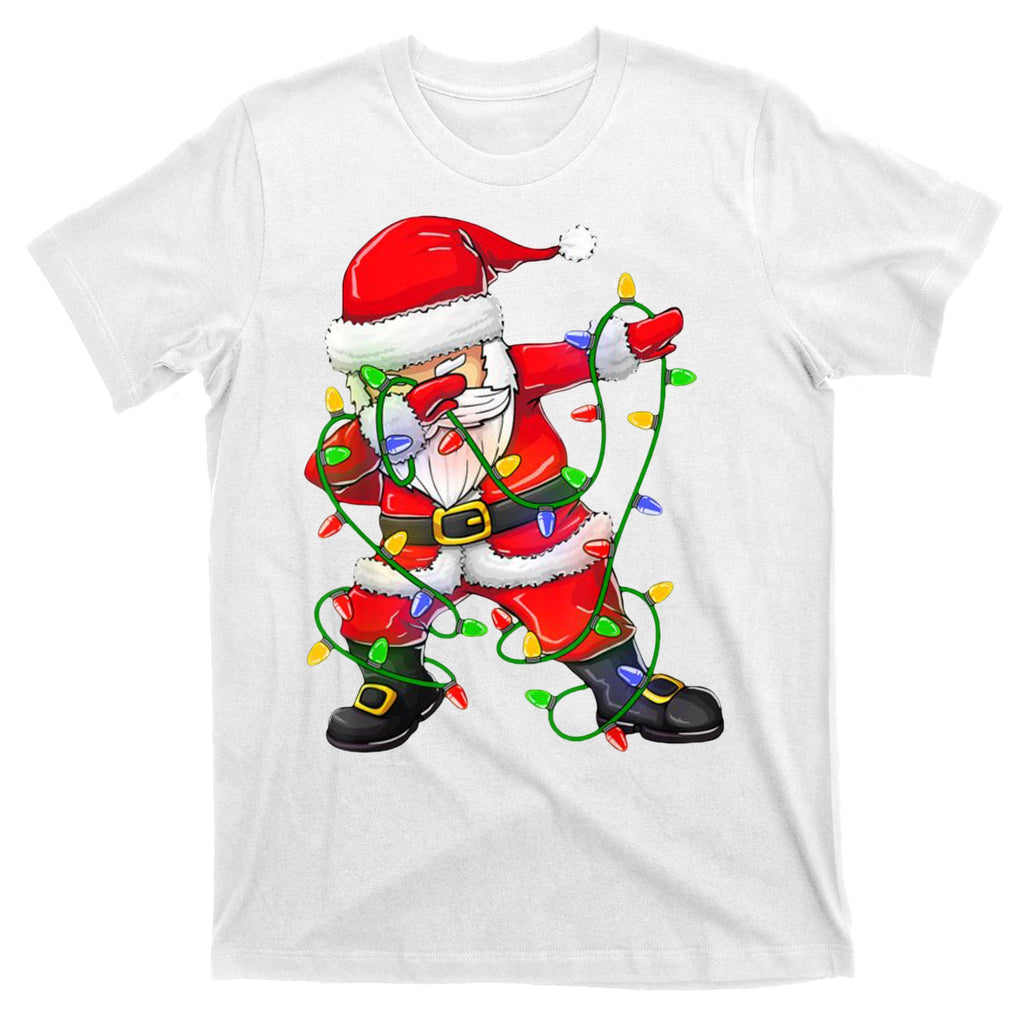 Cute Christmas Dabbing Santa Lights T-Shirt
