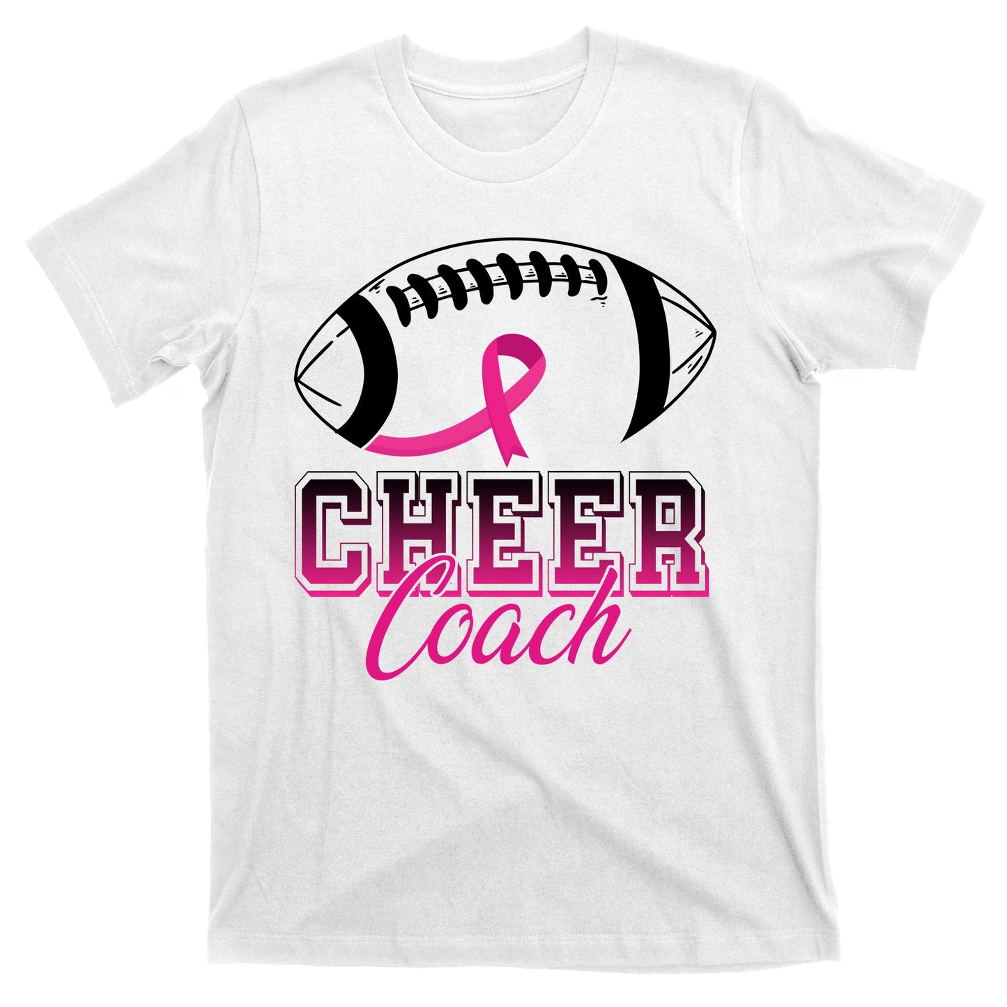 Cheer Coach Football Breast Cancer Awareness T-Shirt