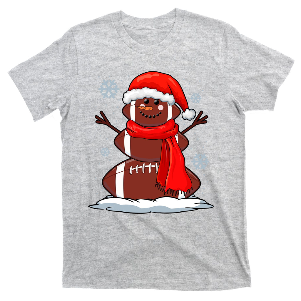 Cool Christmas Football Snowman Sports Fan T-Shirt