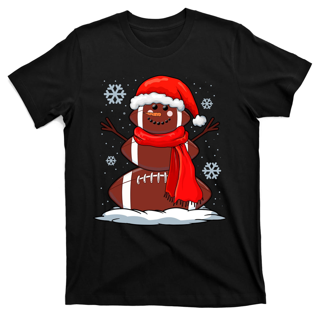 Cool Christmas Football Snowman Sports Fan T-Shirt