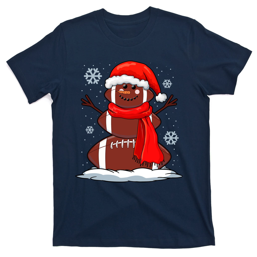 Cool Christmas Football Snowman Sports Fan T-Shirt