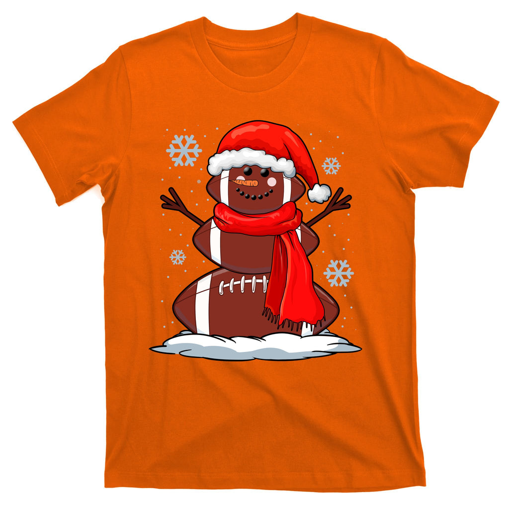 Cool Christmas Football Snowman Sports Fan T-Shirt