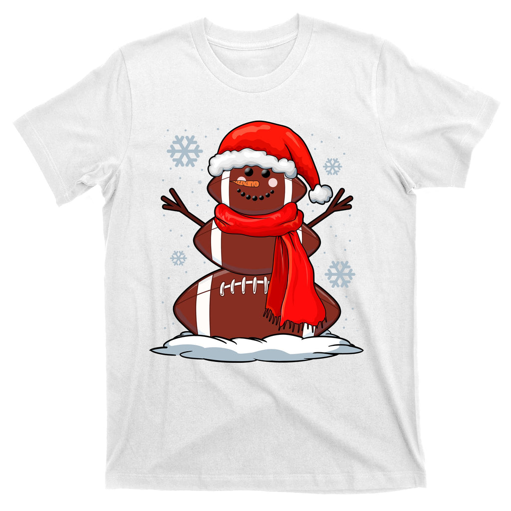 Cool Christmas Football Snowman Sports Fan T-Shirt