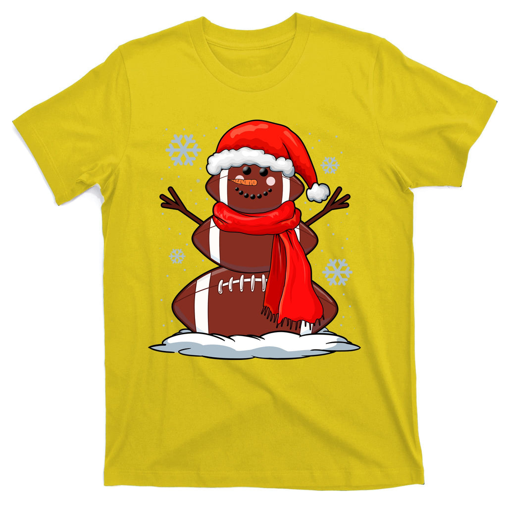 Cool Christmas Football Snowman Sports Fan T-Shirt