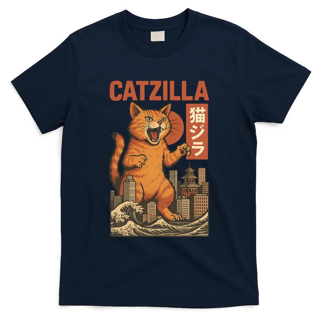 Catzilla Cat Japanese Art Funny Cat T-Shirt