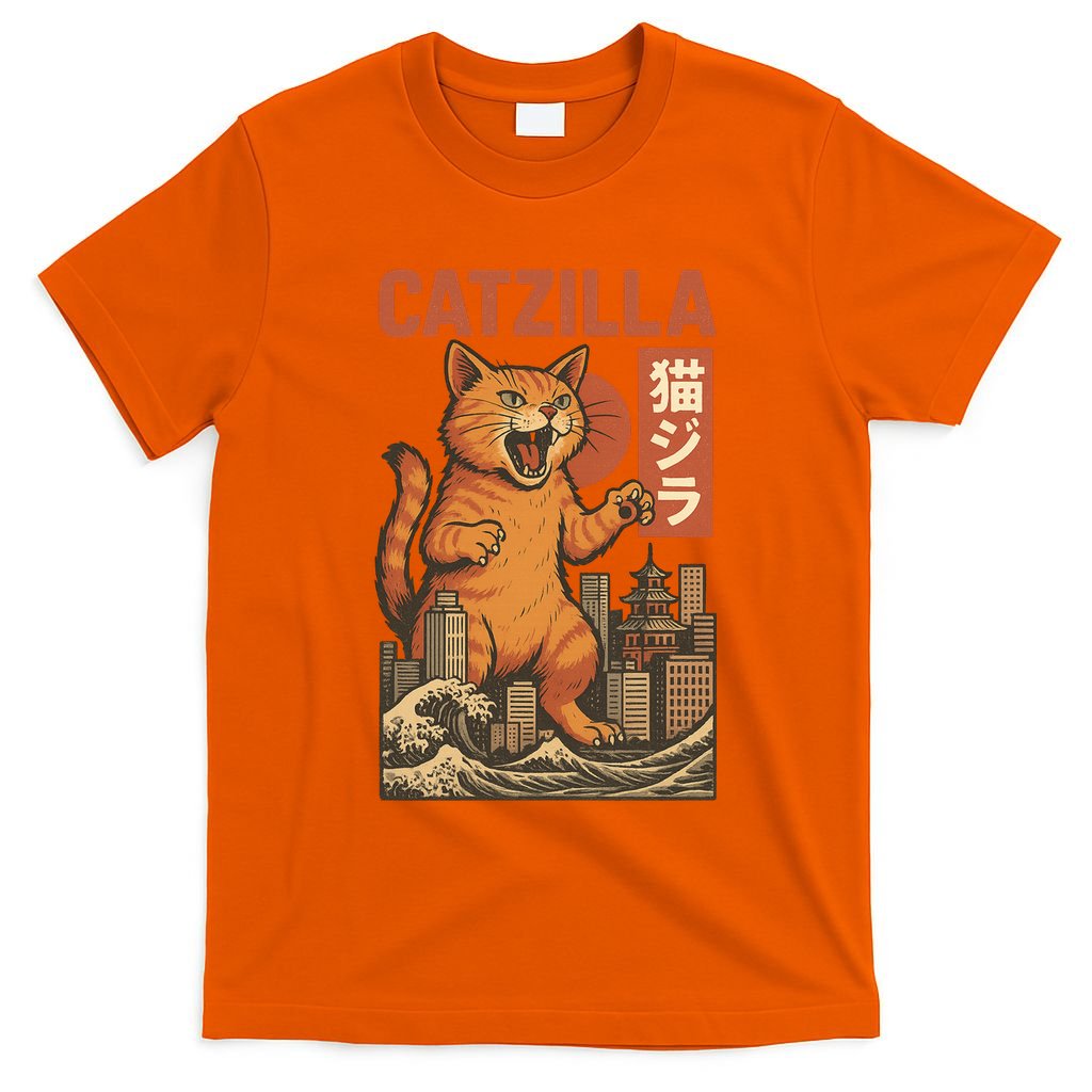 Catzilla Cat Japanese Art Funny Cat T-Shirt