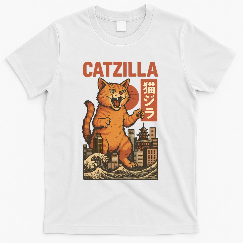 Catzilla Cat Japanese Art Funny Cat T-Shirt