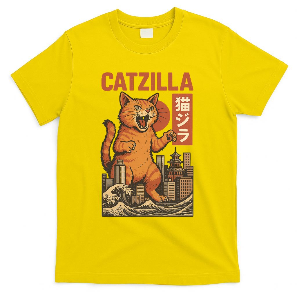 Catzilla Cat Japanese Art Funny Cat T-Shirt
