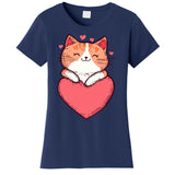 Cute Cat On Heart Kitten Love ValentineS Day Kitty Adorable Women's T-Shirt