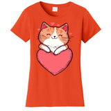 Cute Cat On Heart Kitten Love ValentineS Day Kitty Adorable Women's T-Shirt